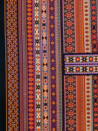 Atomic Tangerine/Byzantium Purple/Multi Polyester/Lycra Vertical Stylized Multi-Stripe Print DTY Knit 58W