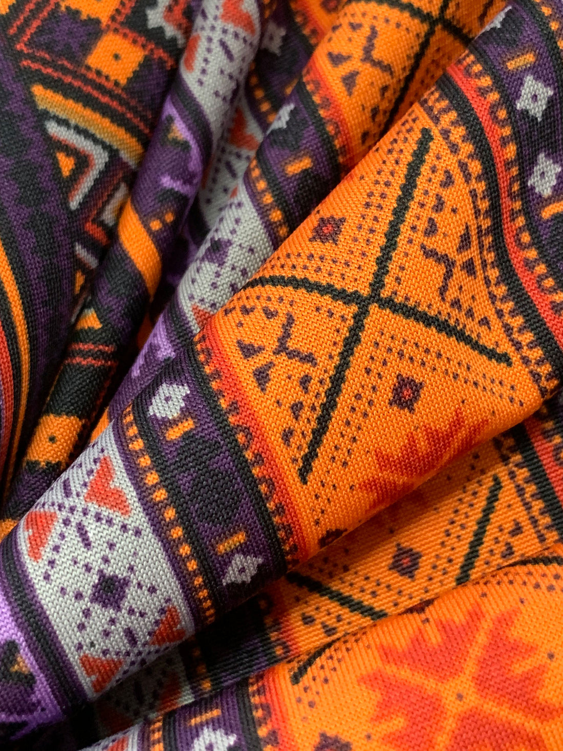 Atomic Tangerine/Byzantium Purple/Multi Polyester/Lycra Vertical Stylized Multi-Stripe Print DTY Knit 58W
