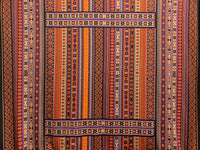 Atomic Tangerine/Byzantium Purple/Multi Polyester/Lycra Vertical Stylized Multi-Stripe Print DTY Knit 58W