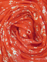 Salamander Orange/Wheat 100% Rayon Small Floral Print Jacquard Challis 54W