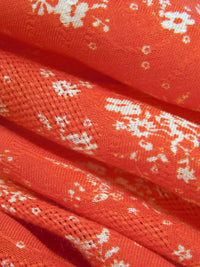 Salamander Orange/Wheat 100% Rayon Small Floral Print Jacquard Challis 54W