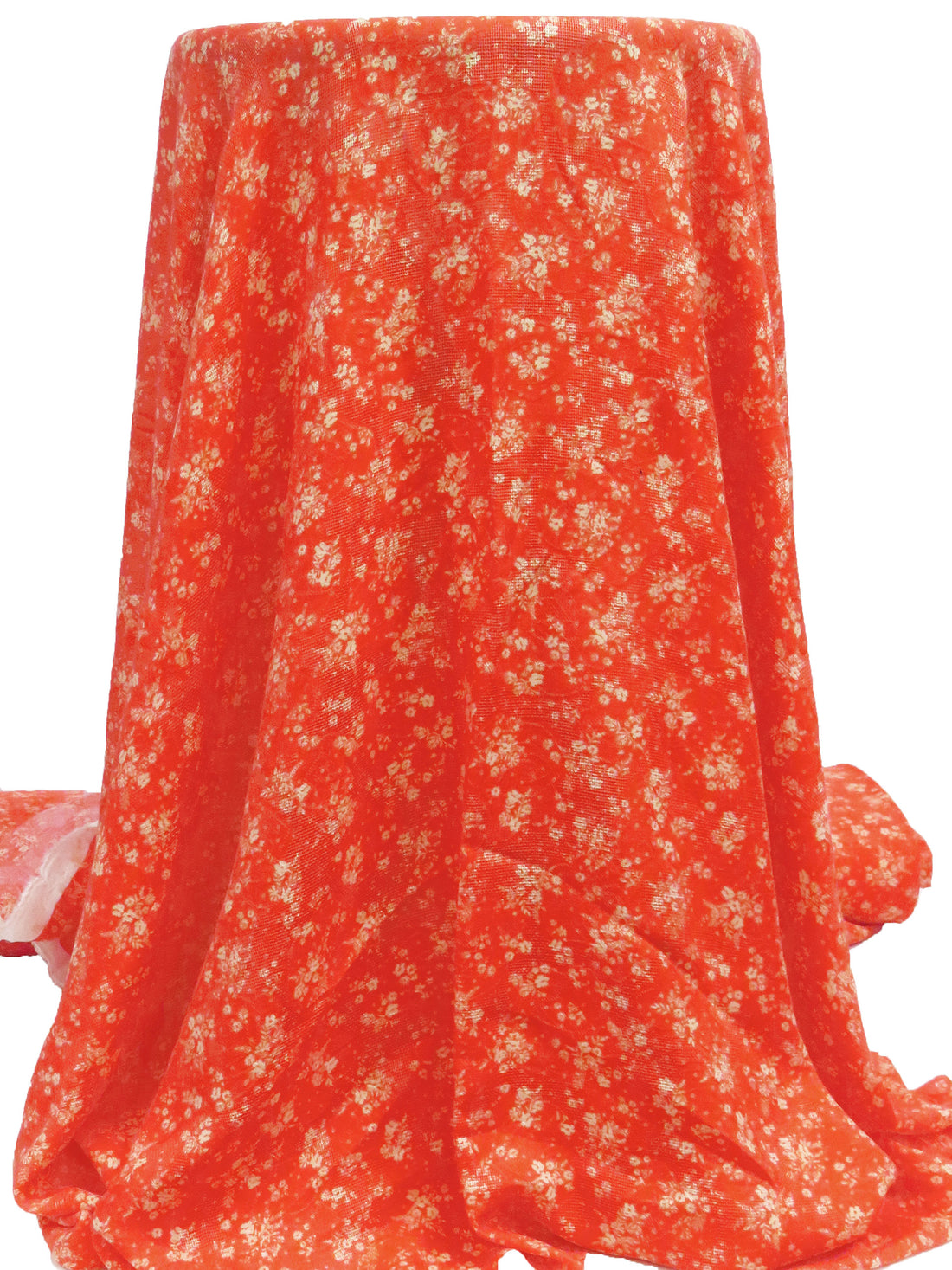 Salamander Orange/Wheat 100% Rayon Small Floral Print Jacquard Challis 54W