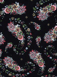 Black/Begonia/Sap Green/Multi 100% Rayon Paisley Shape Floral Print Crinkle Challis 52W