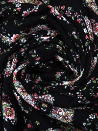 Black/Begonia/Sap Green/Multi 100% Rayon Paisley Shape Floral Print Crinkle Challis 52W