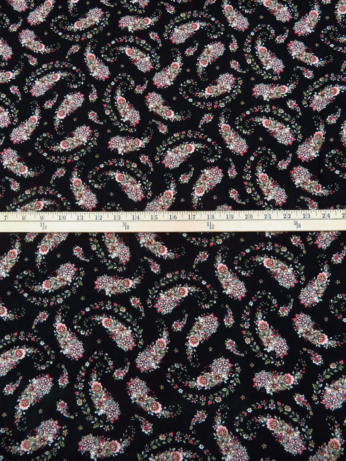 Black/Begonia/Sap Green/Multi 100% Rayon Paisley Shape Floral Print Crinkle Challis 52W