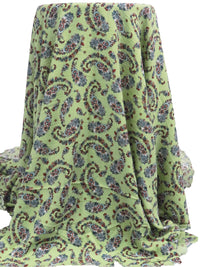 Olivine/Teal Green/Sappenwood/Multi 100% Rayon Paisley Shape Floral Print Crinkle Challis 52W
