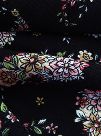 Black/Begonia/Sap Green/Multi 100% Rayon Paisley Shape Floral Print Crinkle Challis 52W