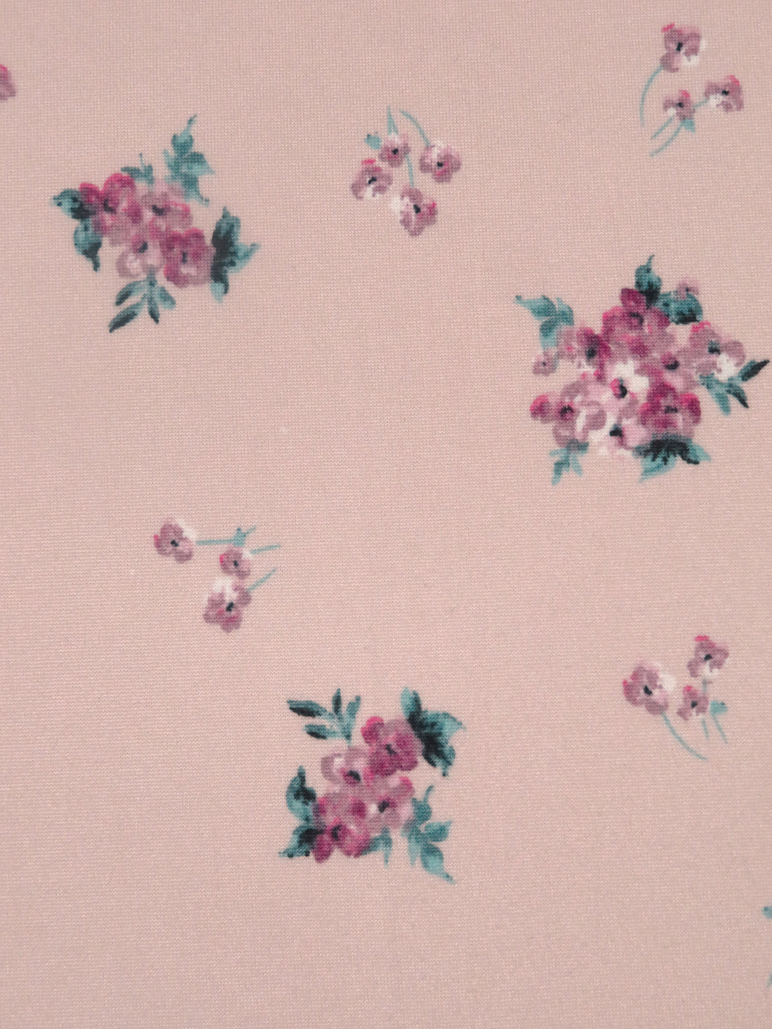 Light Dusty Rose/Mauve Taupe/Cadet Blue/Multi Polyester/Lycra Floral Bouquet Print Double Brushed Knit 58W