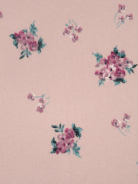 Light Dusty Rose/Mauve Taupe/Cadet Blue/Multi Polyester/Lycra Floral Bouquet Print Double Brushed Knit 58W