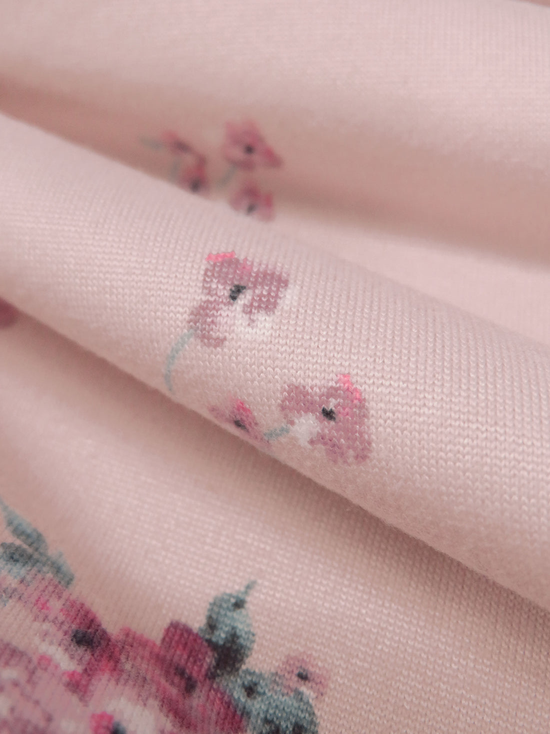 Light Dusty Rose/Mauve Taupe/Cadet Blue/Multi Polyester/Lycra Floral Bouquet Print Double Brushed Knit 58W