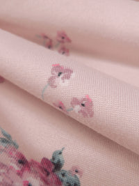 Light Dusty Rose/Mauve Taupe/Cadet Blue/Multi Polyester/Lycra Floral Bouquet Print Double Brushed Knit 58W