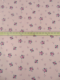 Light Dusty Rose/Mauve Taupe/Cadet Blue/Multi Polyester/Lycra Floral Bouquet Print Double Brushed Knit 58W