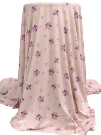 Light Dusty Rose/Mauve Taupe/Cadet Blue/Multi Polyester/Lycra Floral Bouquet Print Double Brushed Knit 58W