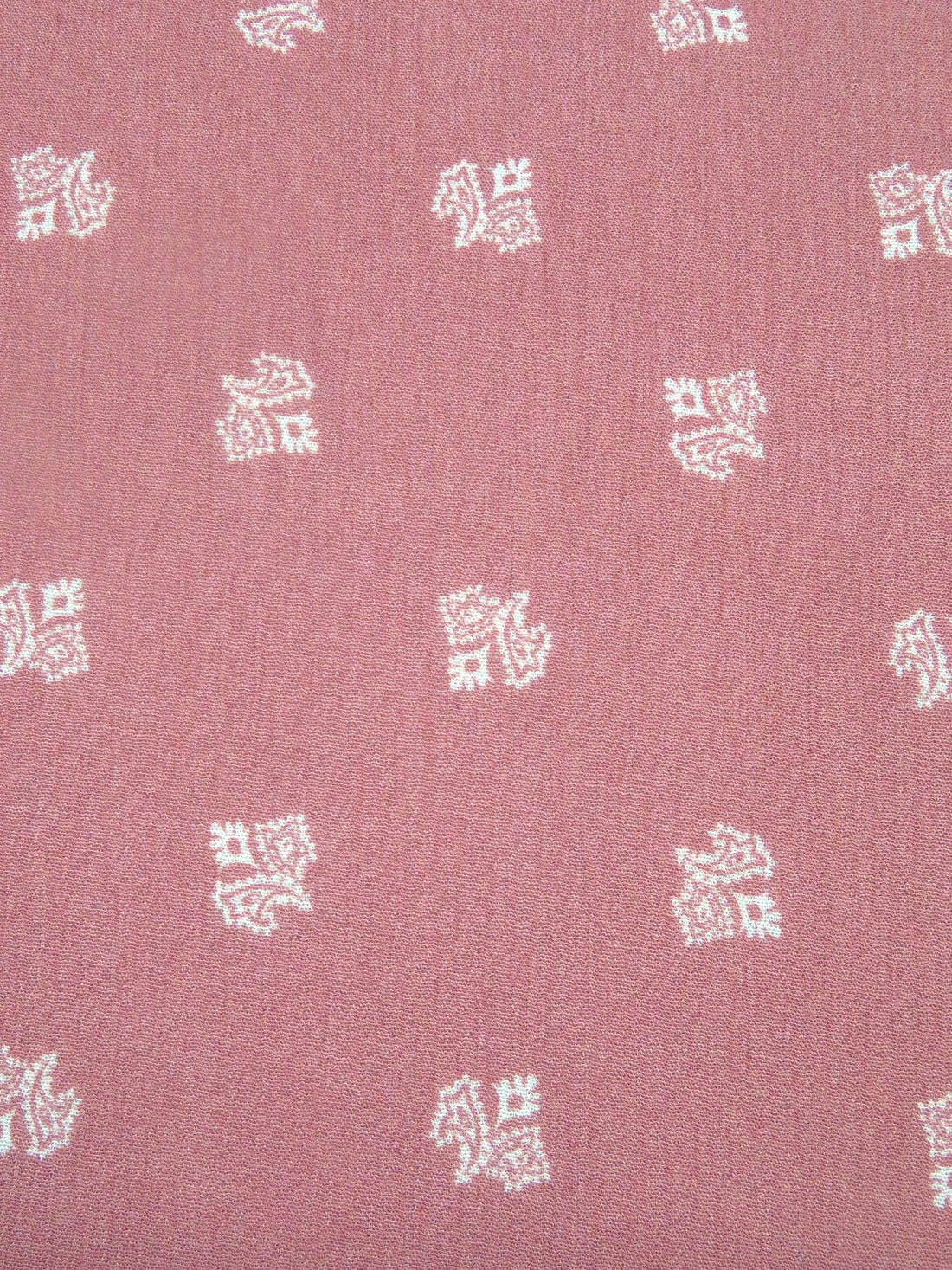 Old Rose/White 100% Rayon Folk Floral Print Crinkle Challis 48W