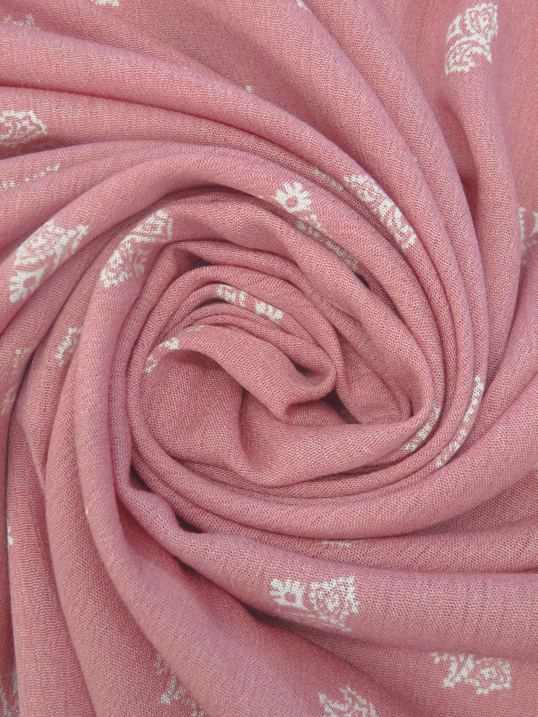 Old Rose/White 100% Rayon Folk Floral Print Crinkle Challis 48W