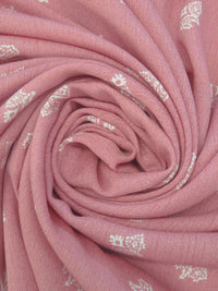 Old Rose/White 100% Rayon Folk Floral Print Crinkle Challis 48W