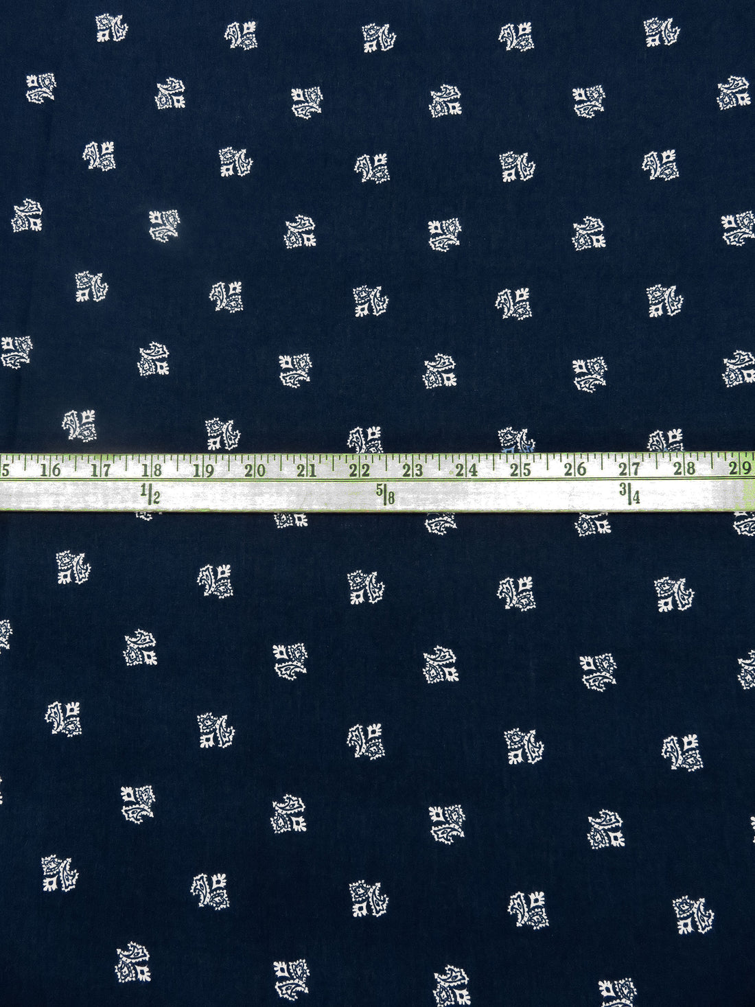 Midnight Navy/White 100% Rayon Folk Floral Print Crinkle Challis 50W