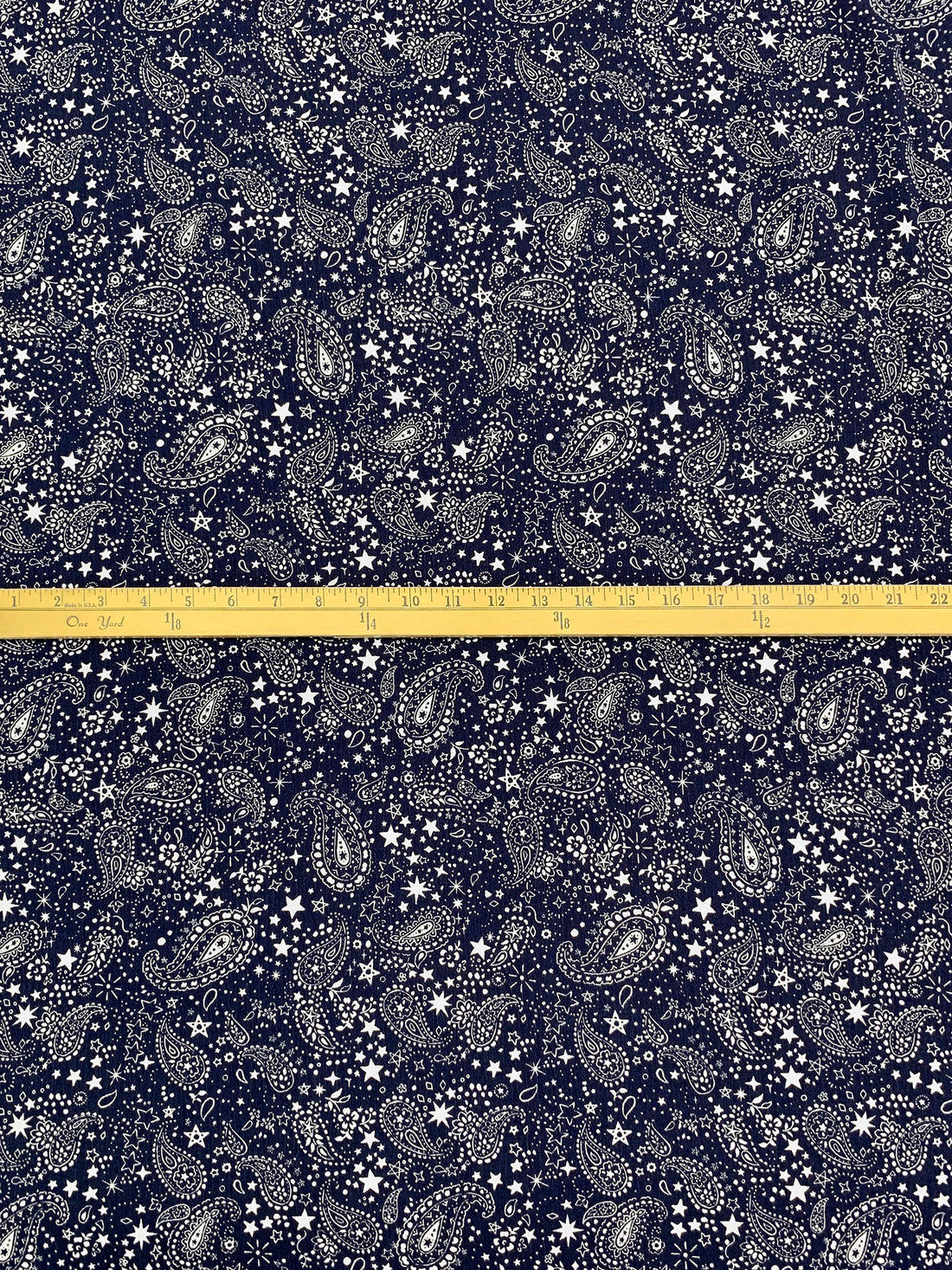 Navy/White 100% Rayon Cosmic Paisley Print Crinkle Challis 52W