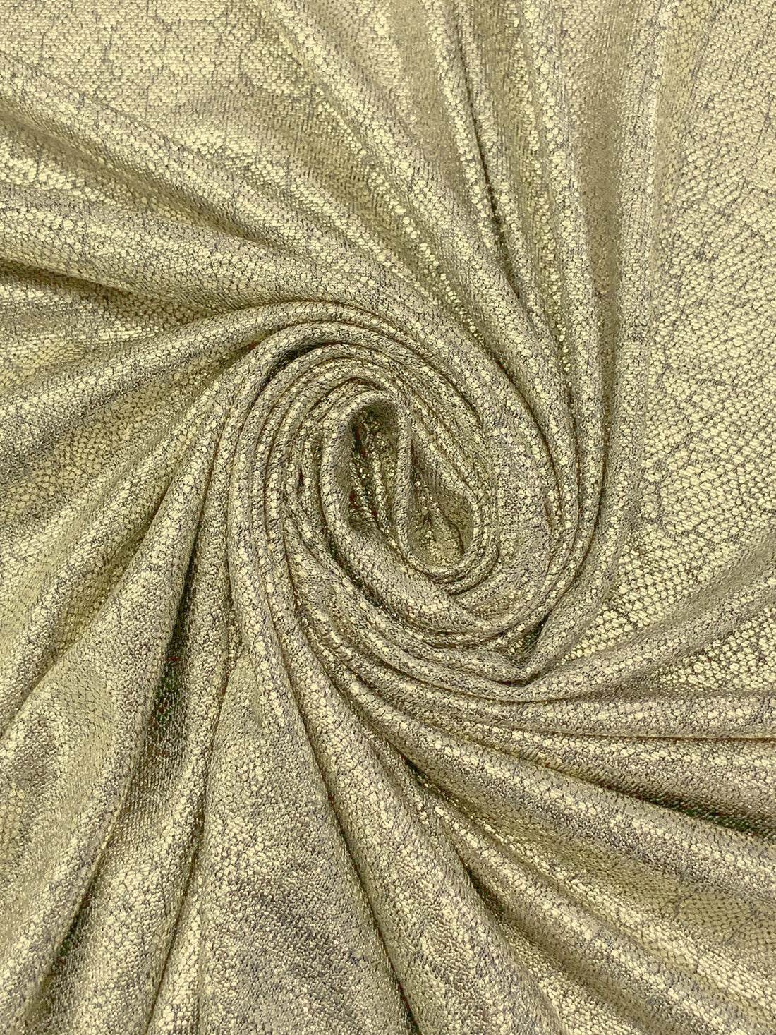 Metallic Gold Polyester/Lurex/Lycra Cracked Foil Print Shimmer Knit 56W