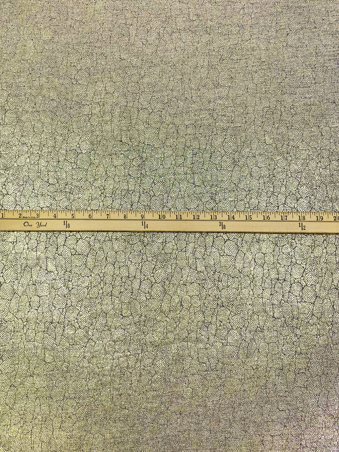 Metallic Gold Polyester/Lurex/Lycra Cracked Foil Print Shimmer Knit 56W