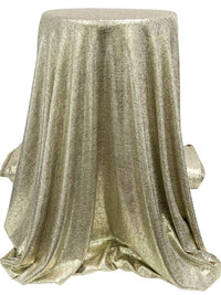 Metallic Gold Polyester/Lurex/Lycra Cracked Foil Print Shimmer Knit 56W