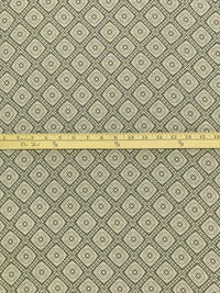 Old Bamboo/Antique Off-White 100% Rayon Medallion Lattice Print Crinkle Challis 54W