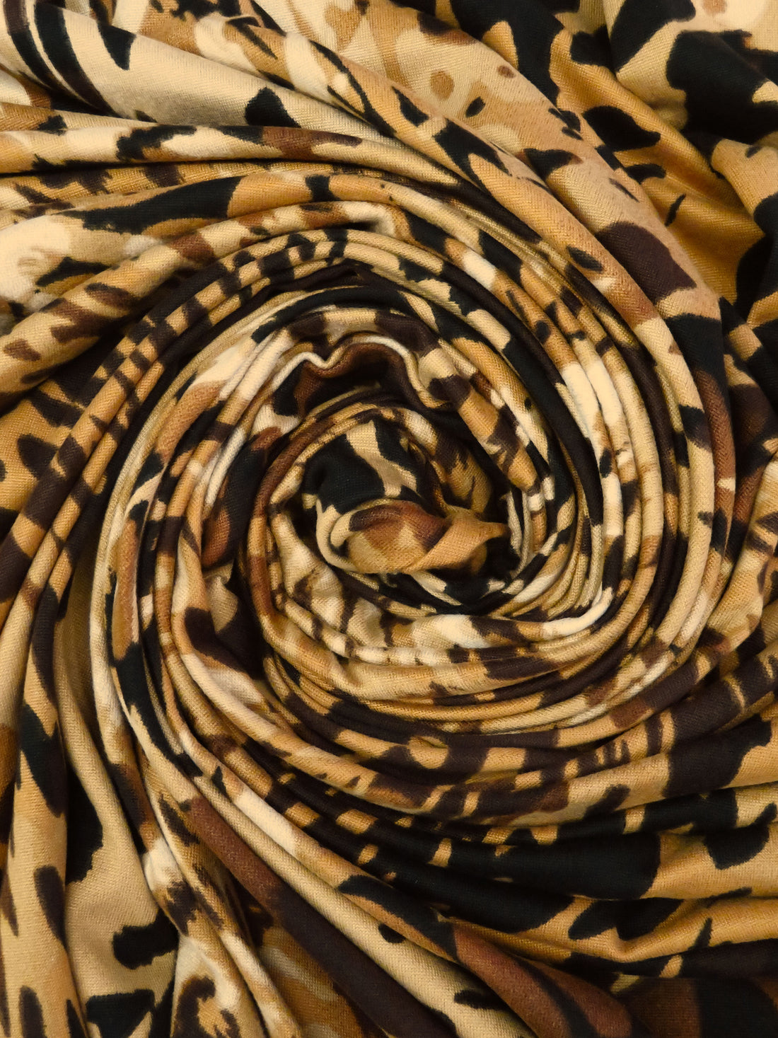 Copper/Tan/Licorice/Multi Polyester/Lycra Overlapping Abstract Animal Print Double Brushed Knit 59W