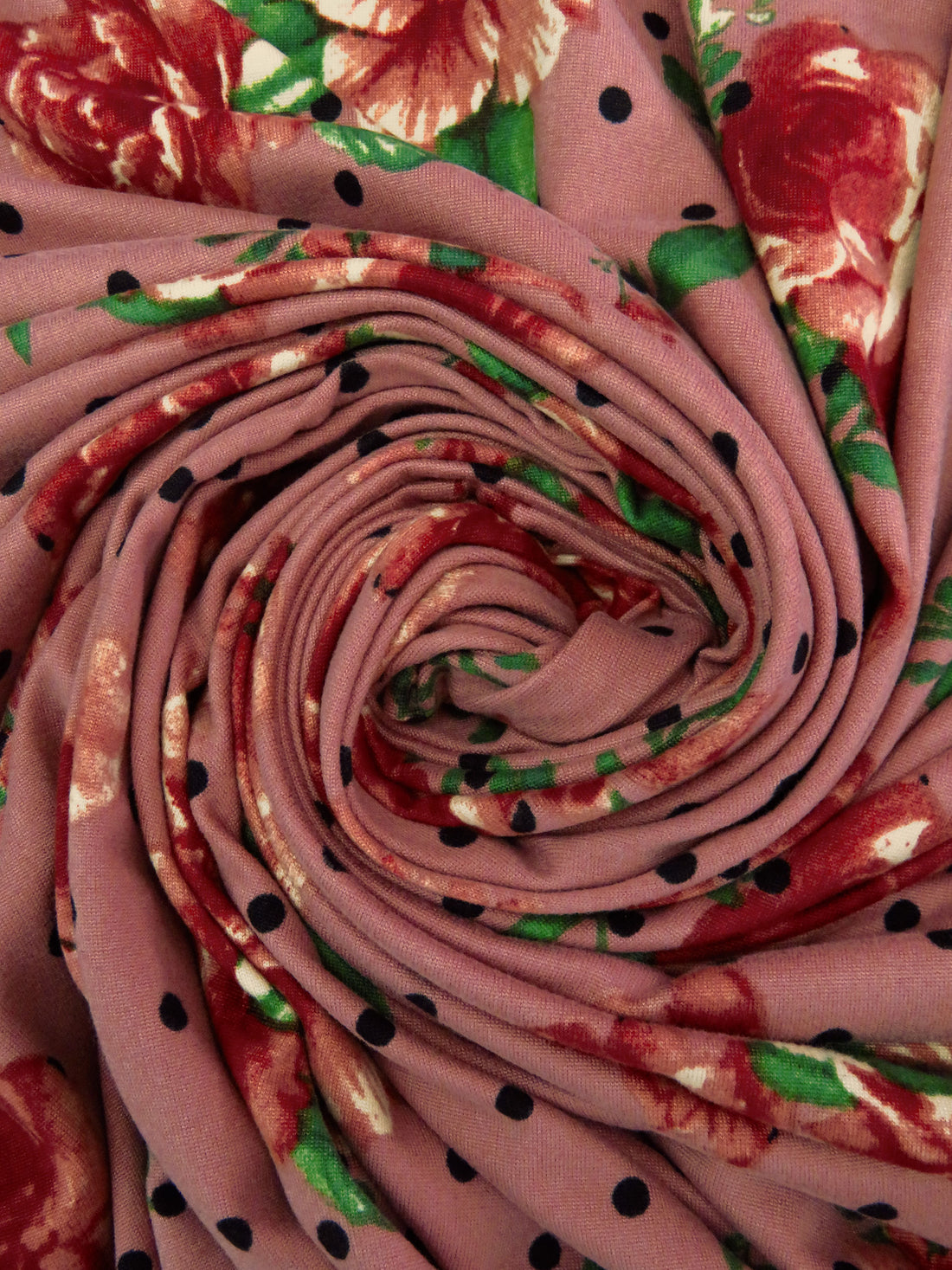 Poppy Prose/Forest Green/Black/Multi Polyester/Lycra Floral On Dot Print Double Brushed Knit 60W