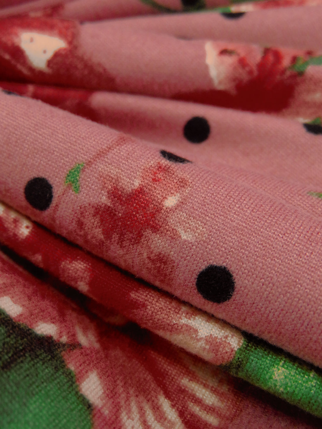 Poppy Prose/Forest Green/Black/Multi Polyester/Lycra Floral On Dot Print Double Brushed Knit 60W