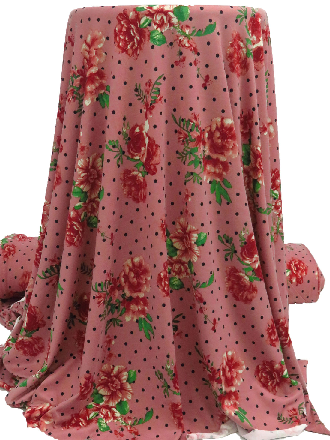 Poppy Prose/Forest Green/Black/Multi Polyester/Lycra Floral On Dot Print Double Brushed Knit 60W