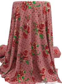 Poppy Prose/Forest Green/Black/Multi Polyester/Lycra Floral On Dot Print Double Brushed Knit 60W