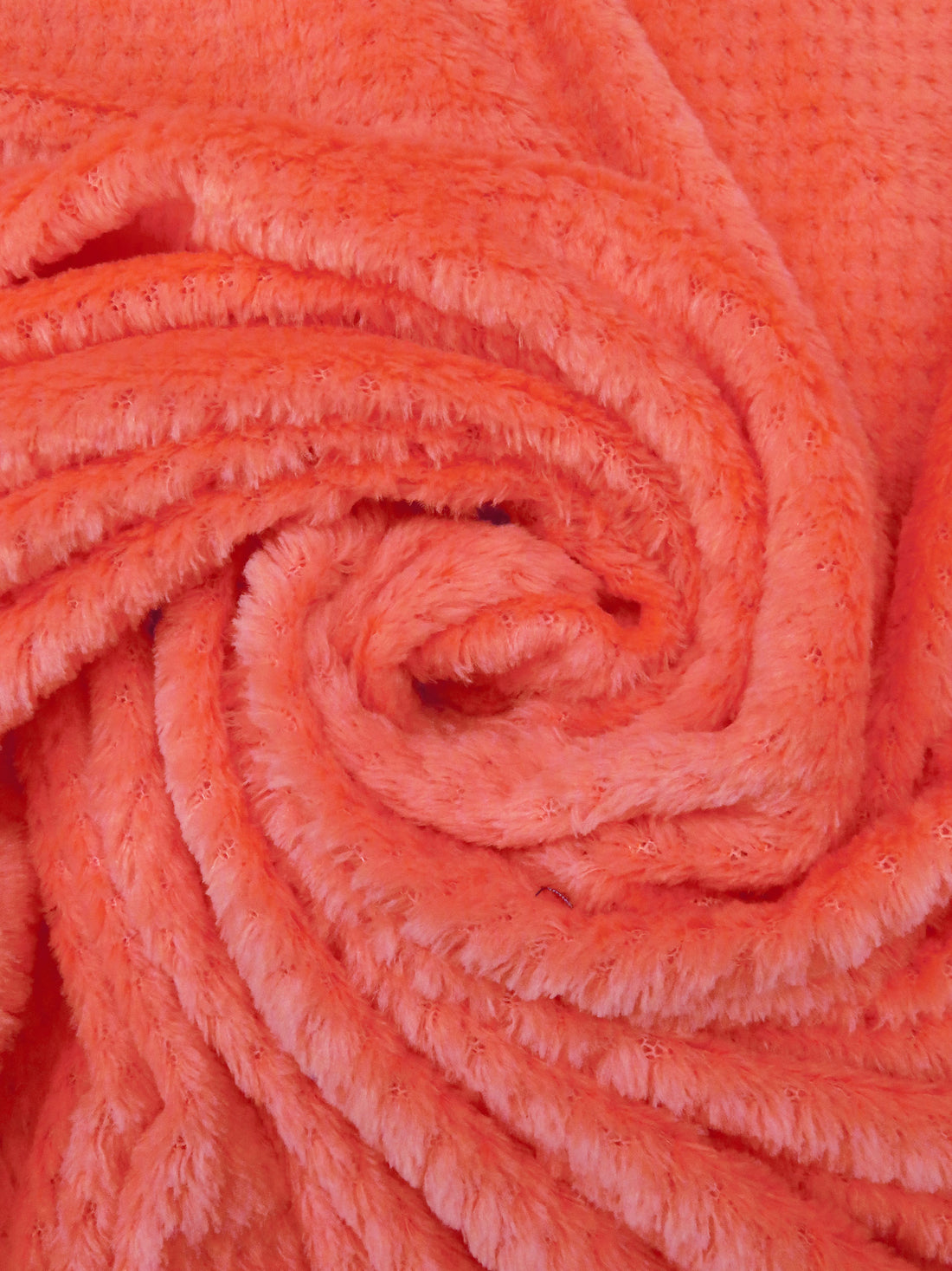 Vivid Coral 100% Polyester Check Weave High Loft Fleece - Polartec - 66W