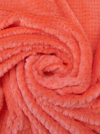Vivid Coral 100% Polyester Check Weave High Loft Fleece - Polartec - 66W
