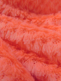 Vivid Coral 100% Polyester Check Weave High Loft Fleece - Polartec - 66W
