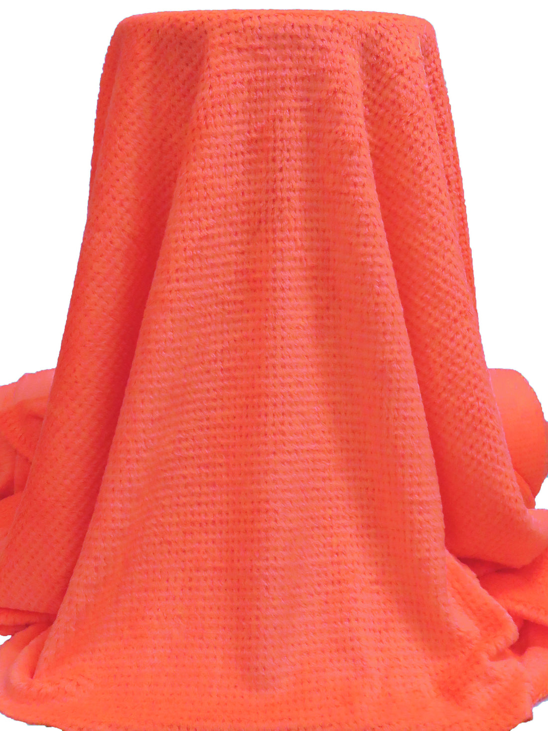 Vivid Coral 100% Polyester Check Weave High Loft Fleece - Polartec - 66W