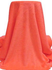 Vivid Coral 100% Polyester Check Weave High Loft Fleece - Polartec - 66W