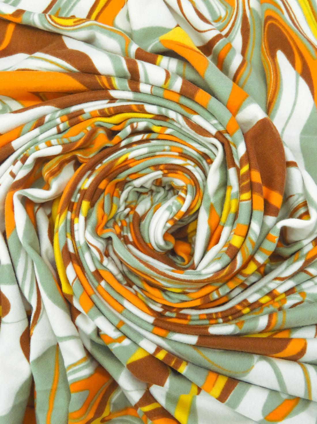 White/Tangerine/Laurel Green/Multi Polyester/Lycra Marble Swirl Print Double Brushed Knit 56W