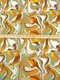 White/Tangerine/Laurel Green/Multi Polyester/Lycra Marble Swirl Print Double Brushed Knit 56W