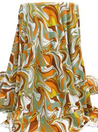 White/Tangerine/Laurel Green/Multi Polyester/Lycra Marble Swirl Print Double Brushed Knit 56W