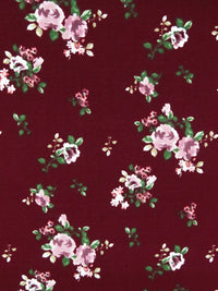 Dark Scarlet/Fern Green/White/Multi Polyester/Lycra Small Floral Print Double Brushed Knit 54W