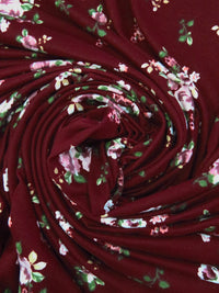 Dark Scarlet/Fern Green/White/Multi Polyester/Lycra Small Floral Print Double Brushed Knit 54W