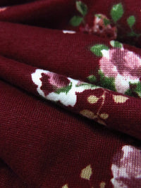 Dark Scarlet/Fern Green/White/Multi Polyester/Lycra Small Floral Print Double Brushed Knit 54W