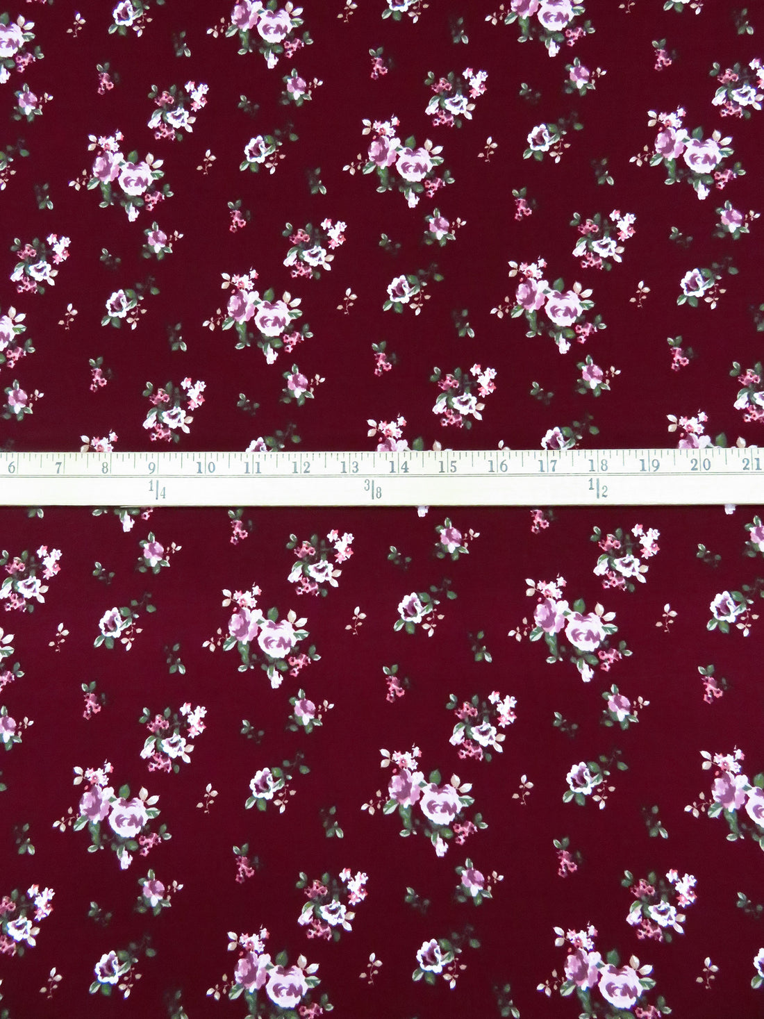 Dark Scarlet/Fern Green/White/Multi Polyester/Lycra Small Floral Print Double Brushed Knit 54W