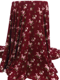 Dark Scarlet/Fern Green/White/Multi Polyester/Lycra Small Floral Print Double Brushed Knit 54W
