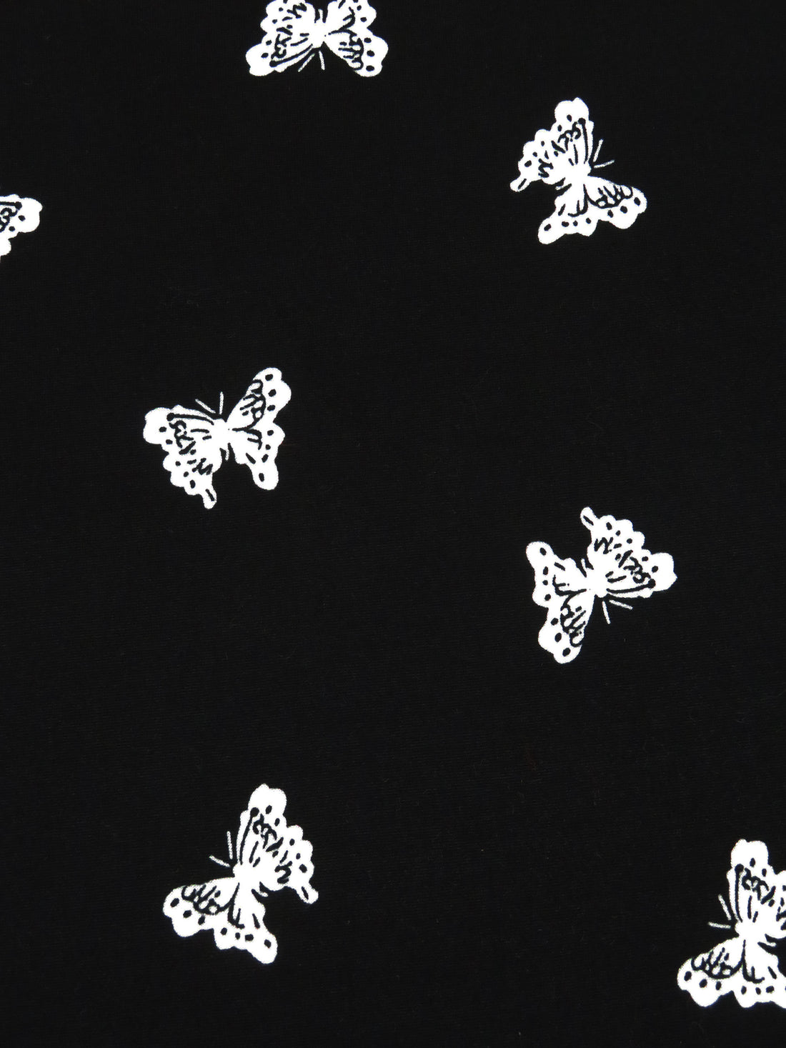 Black/White Polyester/Lycra Butterfly Print Double Brushed Knit 54W