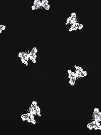 Black/White Polyester/Lycra Butterfly Print Double Brushed Knit 54W