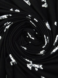 Black/White Polyester/Lycra Butterfly Print Double Brushed Knit 54W