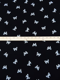 Black/White Polyester/Lycra Butterfly Print Double Brushed Knit 54W