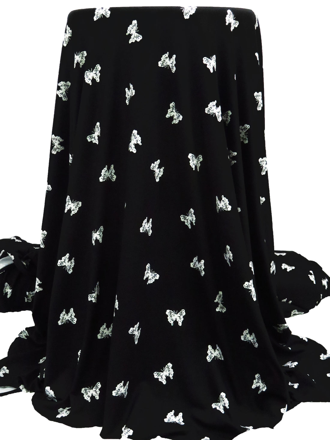 Black/White Polyester/Lycra Butterfly Print Double Brushed Knit 54W