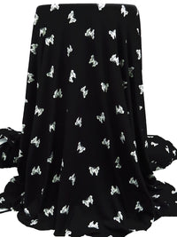 Black/White Polyester/Lycra Butterfly Print Double Brushed Knit 54W